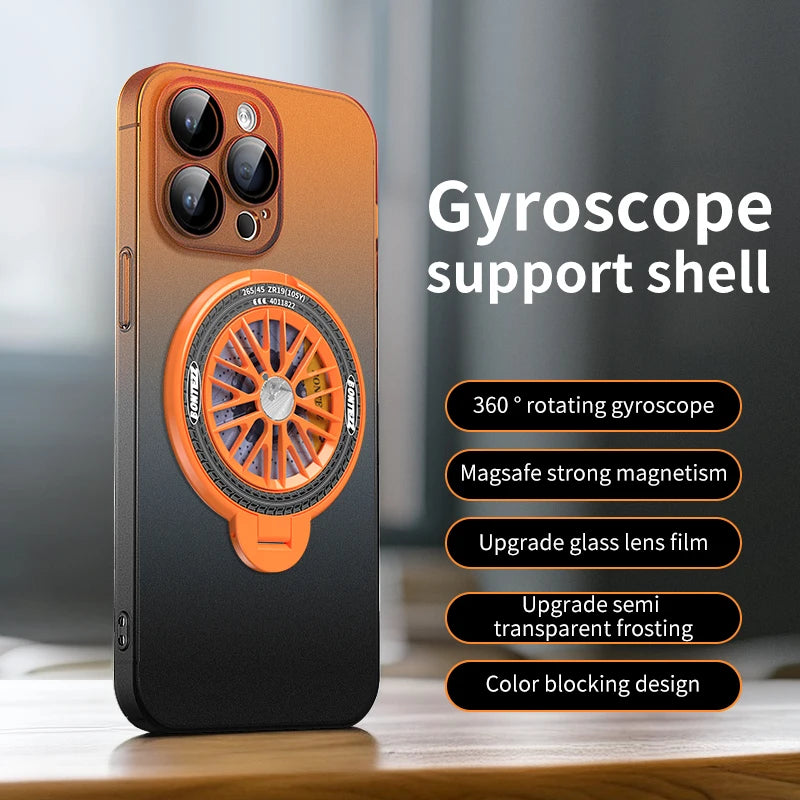 Innovative design: 360-degree magsafe rotating gyroscope stand iphone case, fun protection in two
