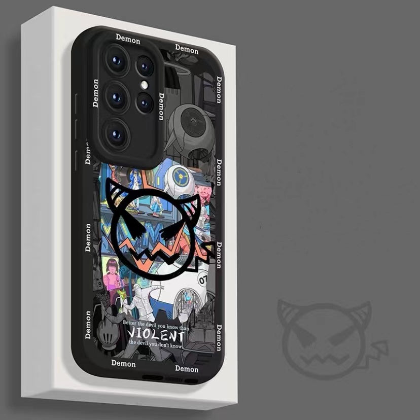 Devil Poster Liquid Silicone Case for Samsung Galaxy S - Black