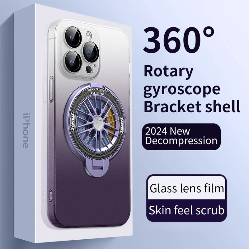 Innovative design: 360-degree magsafe rotating gyroscope stand iphone case, fun protection in two