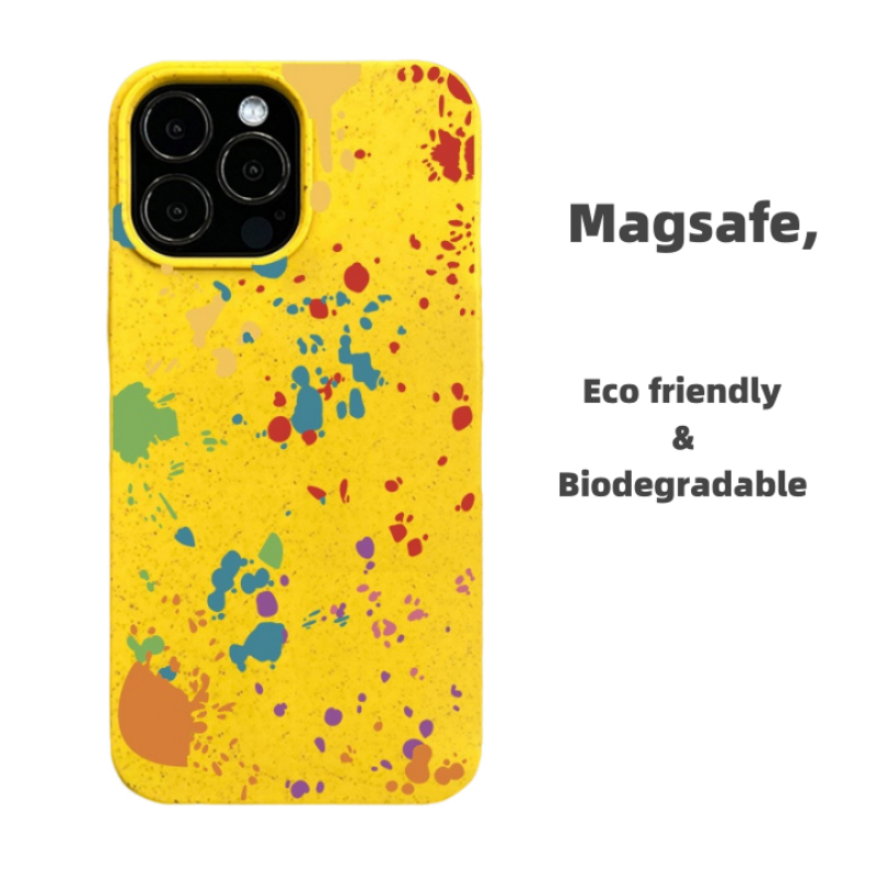 Ink Splash Art Eco-Friendly Magnetic Case for iPhone - Yellow