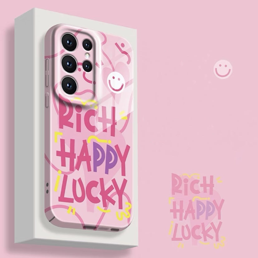 Cartoon Text New Trendy Case for Samsung Galaxy S - Rich Happy Lucky